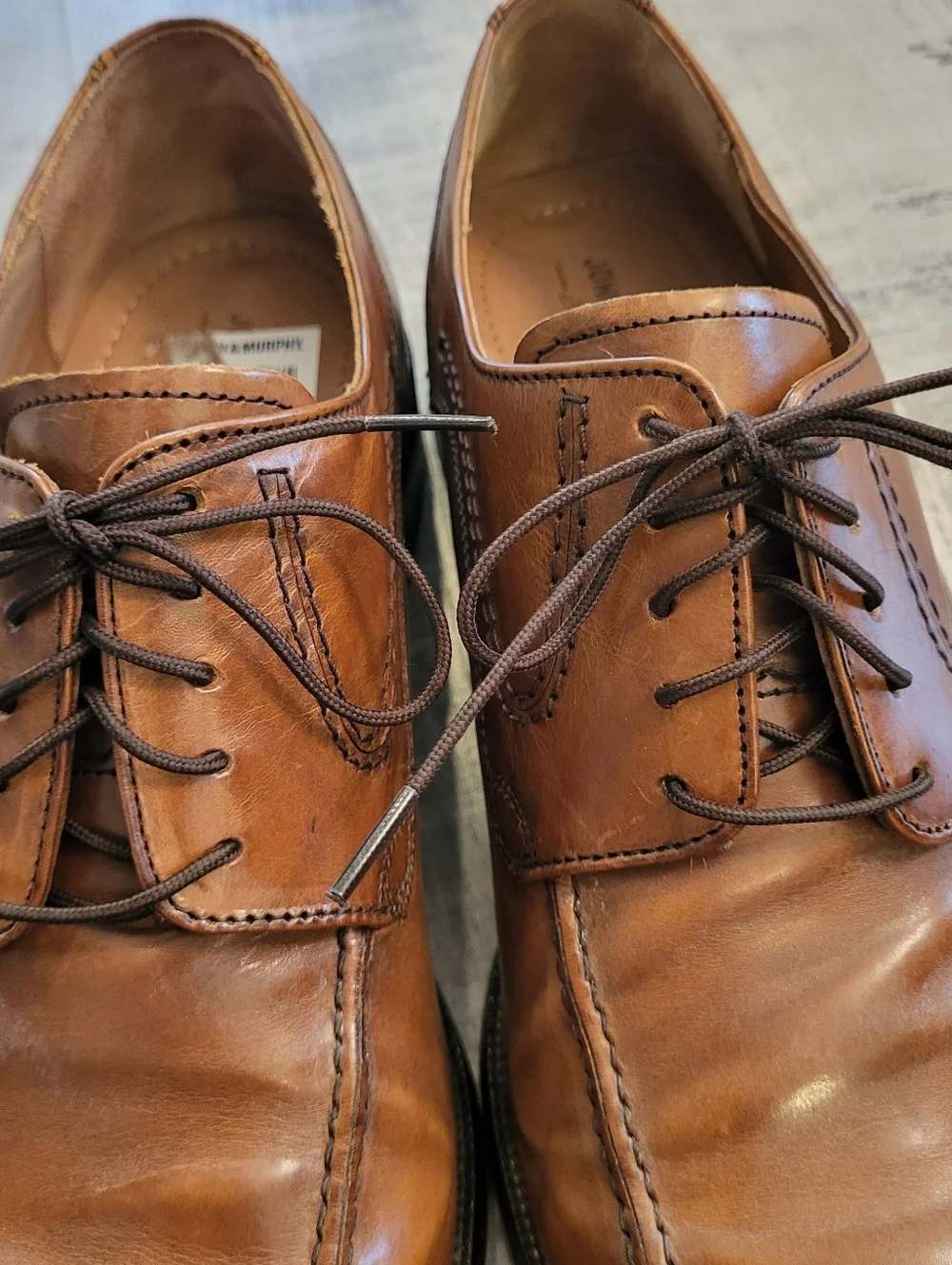 Johnston & Murphy Signature Series Leather Brown Apron Toe Shoes Oxford Size 9